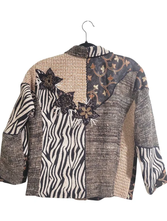 Coldwater Creek Vintage Mixed Media Ornate Patchwork Jacket Size M - Picture 4 of 16